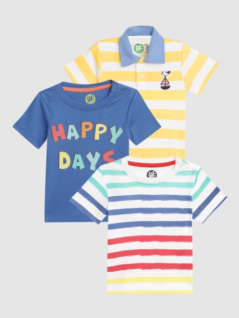 

YK Organic Boys Blue Pack of 3 Printed Cotton Tshirts