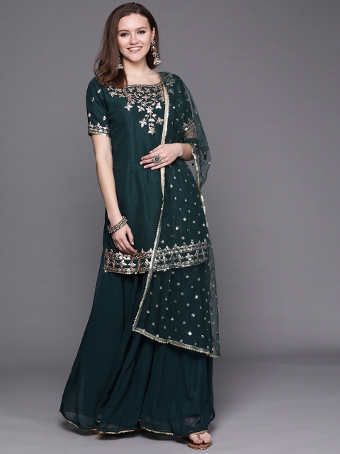 

Chhabra 555 Green & Gold Ethnic Yoke Design Made to Measure Kurti Sharara & Dupatta