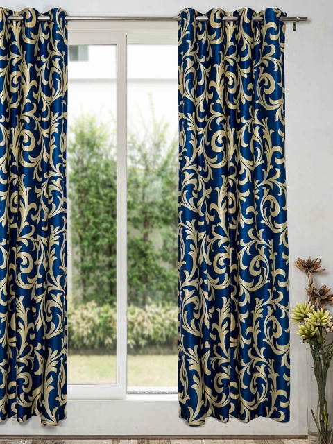 

SHIVANAA HOMES Blue & Beige Floral Long Door Curtain