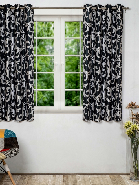 

SHIVANAA HOMES White & Black Single Ethnic Motifs Window Curtain