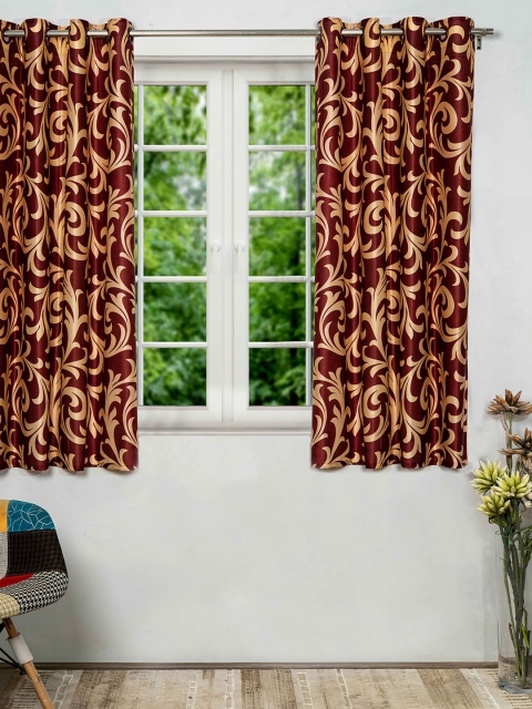 

SHIVANAA HOMES Maroon Floral Print Curtain