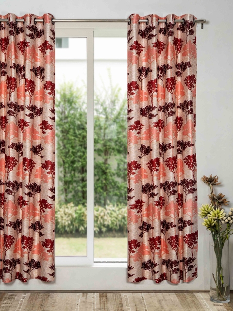 

SHIVANAA HOMES Cream-Coloured & Pink Floral Door Curtain