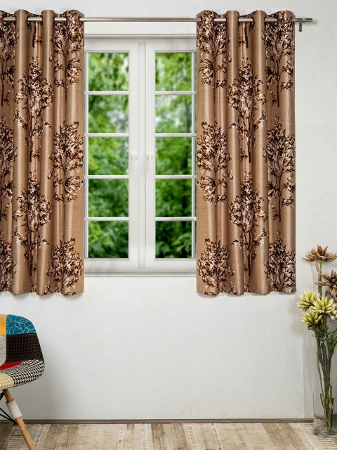 

SHIVANAA HOMES Brown & White Floral Window Curtain