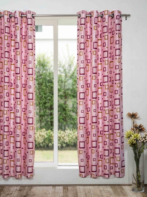 

SHIVANAA HOMES Pink & Gold-Toned Geometric Door Curtain