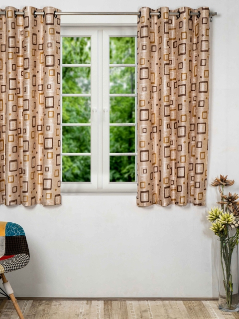 

SHIVANAA HOMES Brown & White Geometric Window Curtain