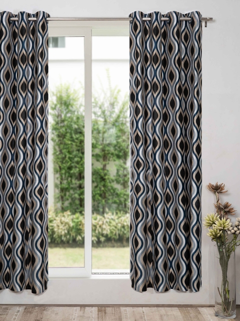 

SHIVANAA HOMES Single Black & Beige Geometric Door Curtain