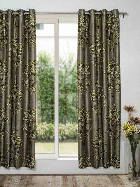 

SHIVANAA HOMES Green & Grey Floral Door Curtain