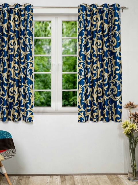 

SHIVANAA HOMES Blue & Beige Floral Window Curtain