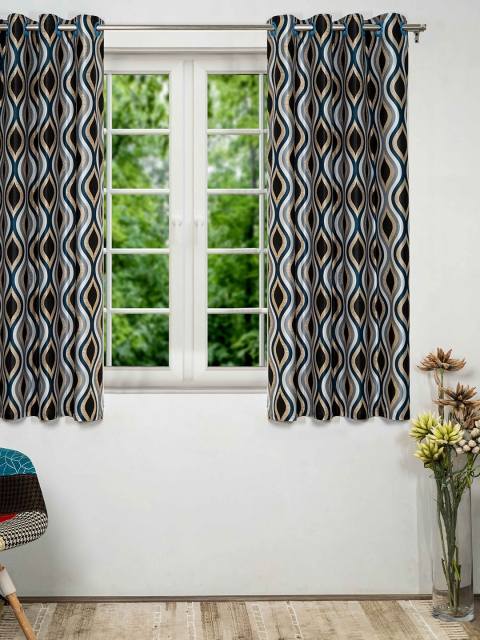 

SHIVANAA HOMES Cream & Blue Printed Window Curtain