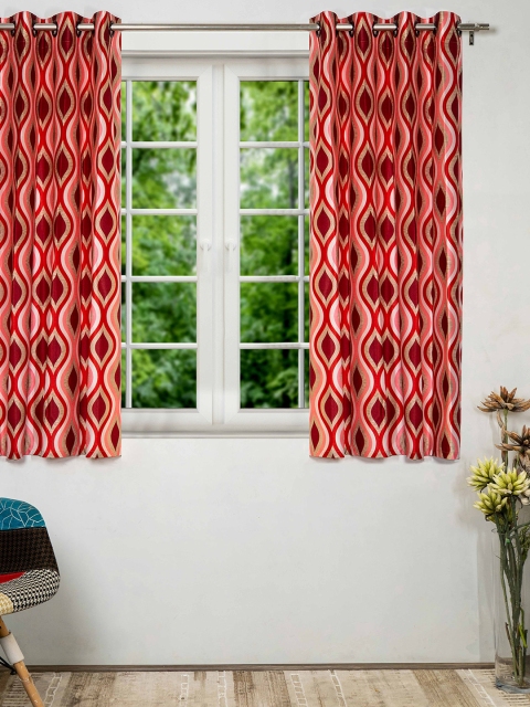 

SHIVANAA HOMES Cream & Red Printed Window Curtain