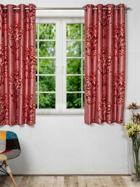 

SHIVANAA HOMES Red Floral Printed Window Curtain