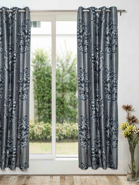 

SHIVANAA HOMES Blue & Grey Floral Digital Printed Door Curtain