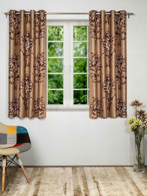 

SHIVANAA HOMES Brown & Coffee Brown Set of 2 Floral Window Curtain