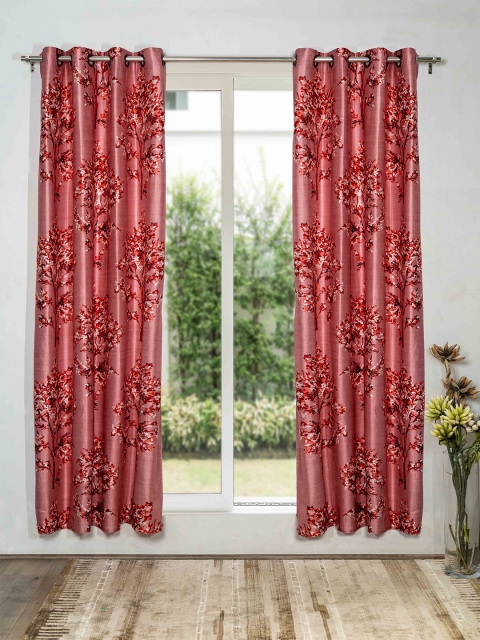 

SHIVANAA HOMES Red & Pink Set of 2 Floral Door Curtain