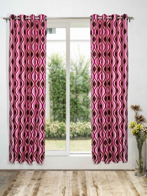 

SHIVANAA HOMES Cream-Coloured & Purple Set of 2 Geometric Door Curtains