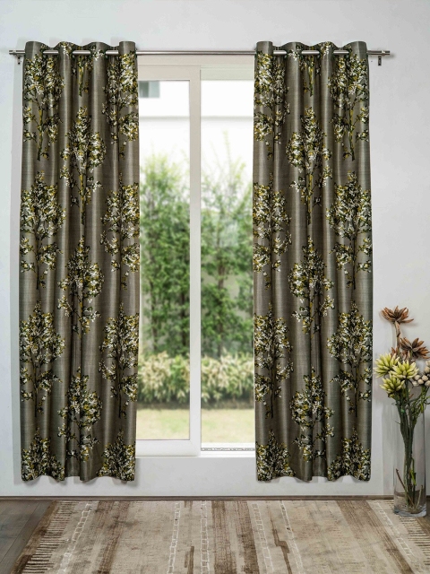 

SHIVANAA HOMES Set of 2 Green & Grey Floral Door Curtain