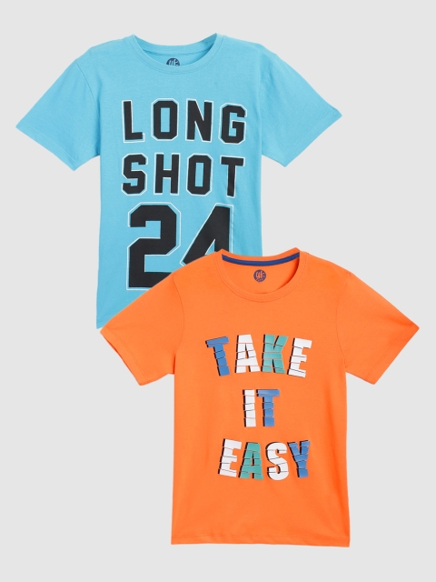 

YK Pack of 2 Boys Printed Cotton T-Shirts, Orange