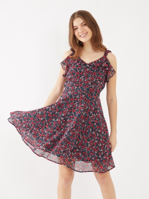 

Zink London Black & Red Floral Dress