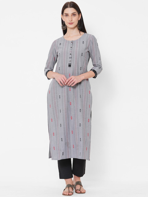 

KAMI KUBI Women Grey Striped Kurta