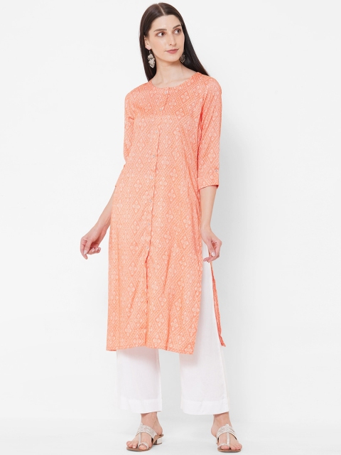 

KAMI KUBI Women Peach-Coloured Printed Kurta