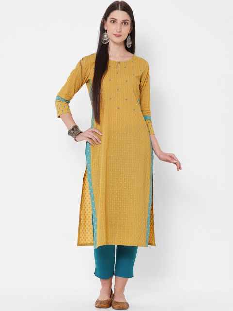 

KAMI KUBI Women Yellow Ethnic Motifs Kurta