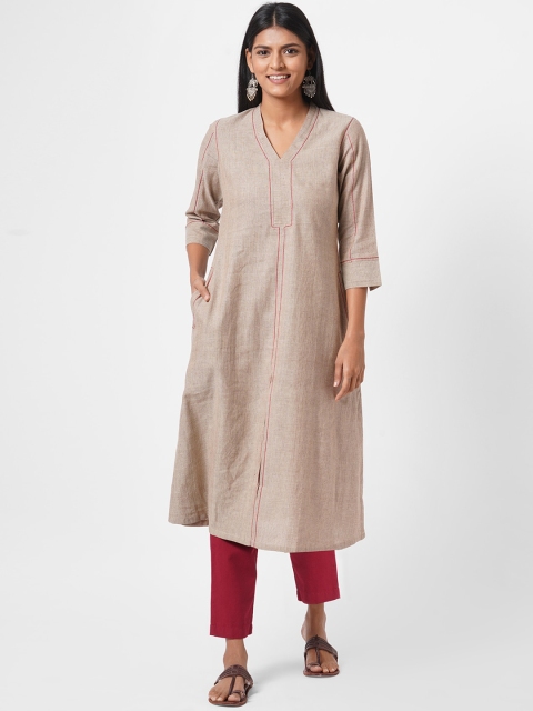 

KAMI KUBI Women Beige Pure Cotton Kurta