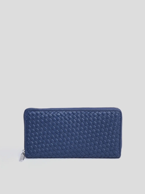 

Biba Women Navy Blue Textured Leather Zip Around Wallet