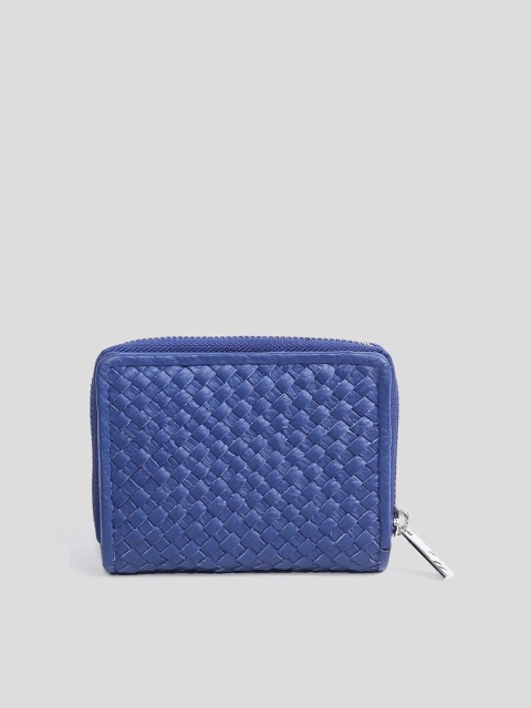 

Biba Women Navy Blue Textured Leather Zip Around Wallet