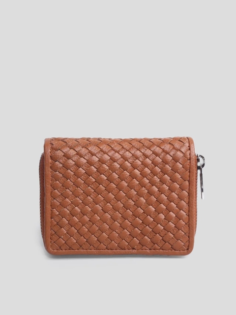 

Biba Women Tan Textured Leather Zip Around Wallet