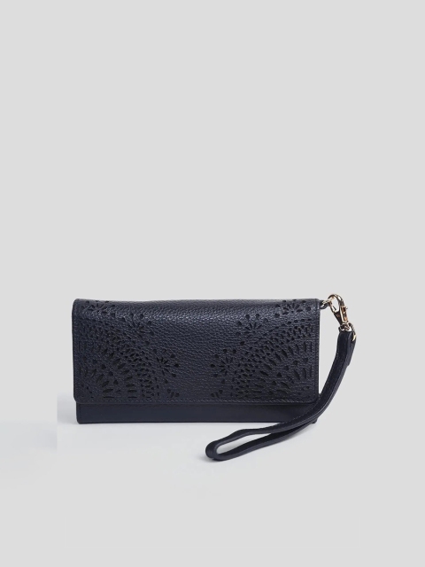 

Biba Women Black Leather Three Fold Wallet