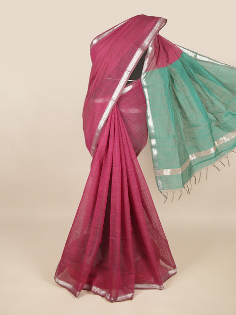 

Pothys Burgundy & Green Silk Cotton Saree