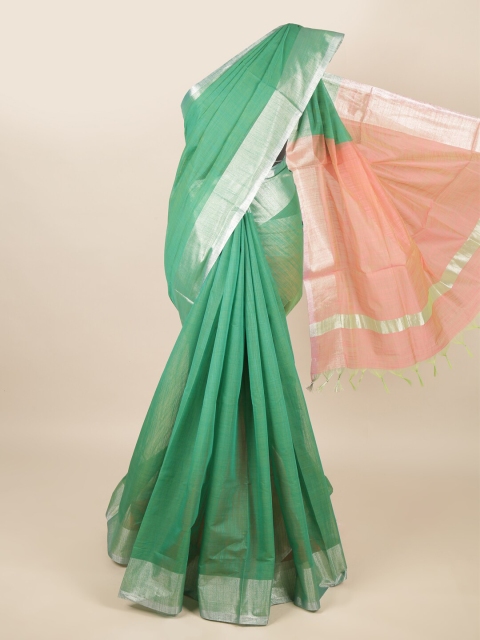 

Pothys Green & Peach-Coloured Zari Silk Cotton Saree