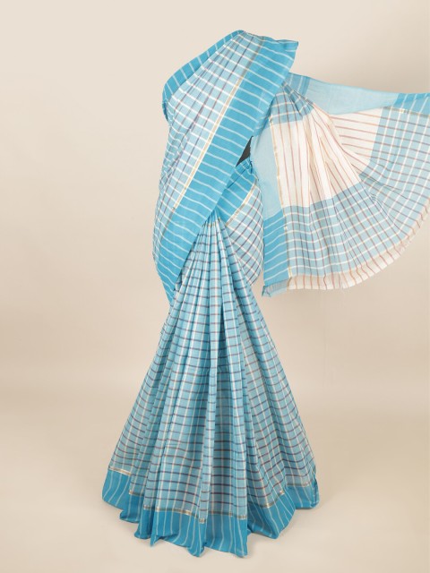 

Pothys Blue & White Striped Pure Cotton Saree