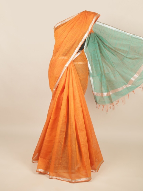 

Pothys Orange & Blue Silk Cotton Saree
