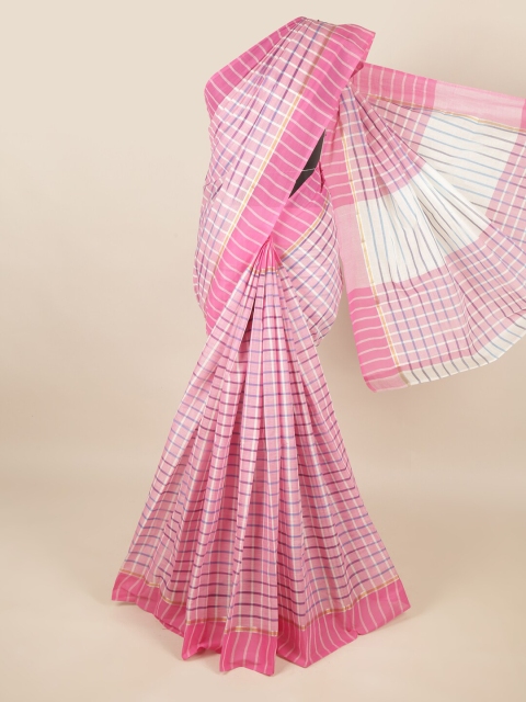 

Pothys Pink & White Checked Pure Cotton Saree