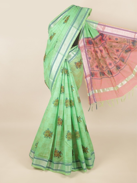 

Pothys Women Green Printed Silk Cotton Saree