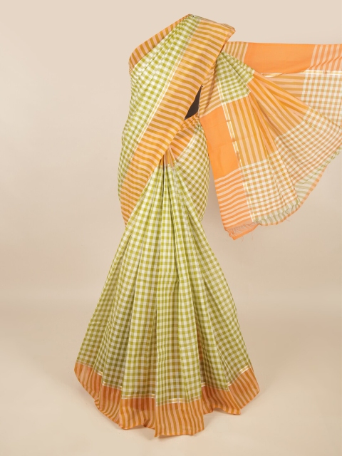 

Pothys Green & Orange Checked Pure Cotton Saree