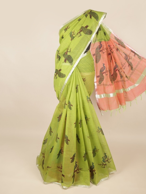 

Pothys Green & Pink Woven Design Silk Cotton Saree