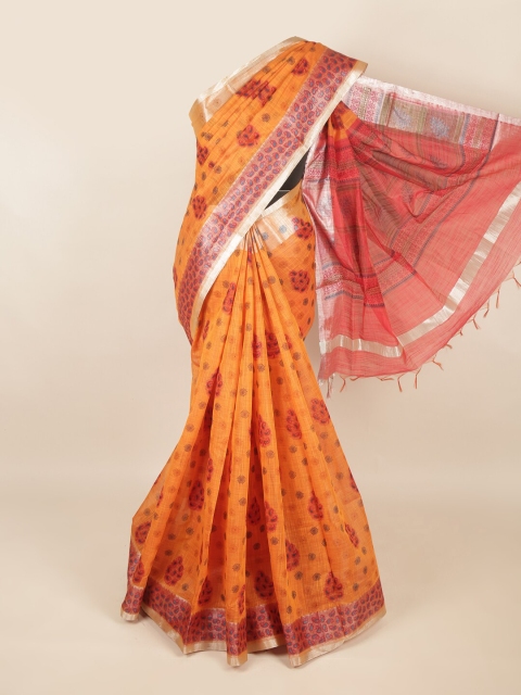 

Pothys Orange & Red Silk Cotton Saree