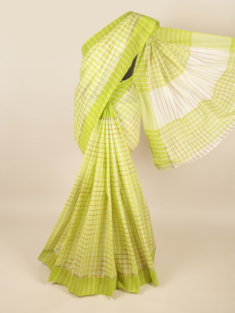

Pothys Green & White Checked Zari Pure Cotton Saree