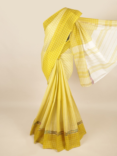 

Pothys Lime Green Checked Pure Cotton Saree