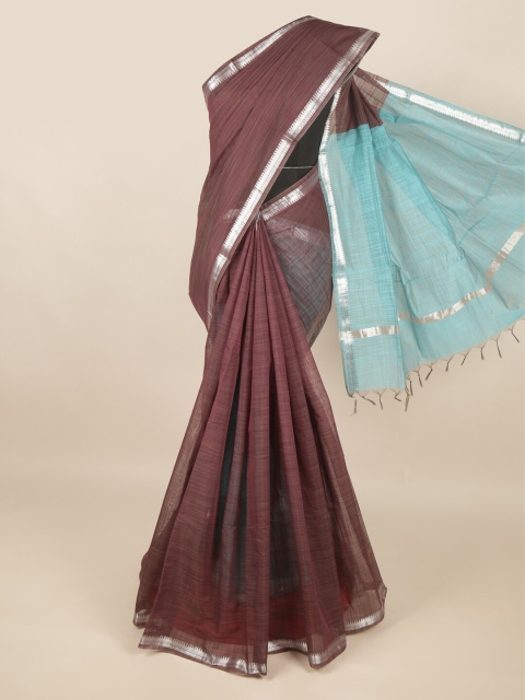 

Pothys Burgundy & Blue Zari Silk Cotton Saree