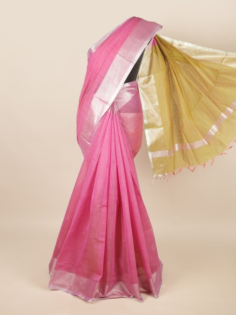 

Pothys Pink & Green Zari Silk Cotton Saree
