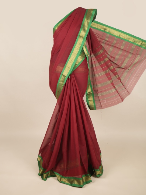 

Pothys Maroon & Green Zari Silk Cotton Saree