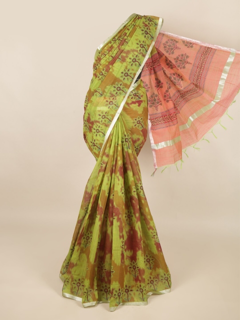 

Pothys Women Green Printed Silk Cotton Saree