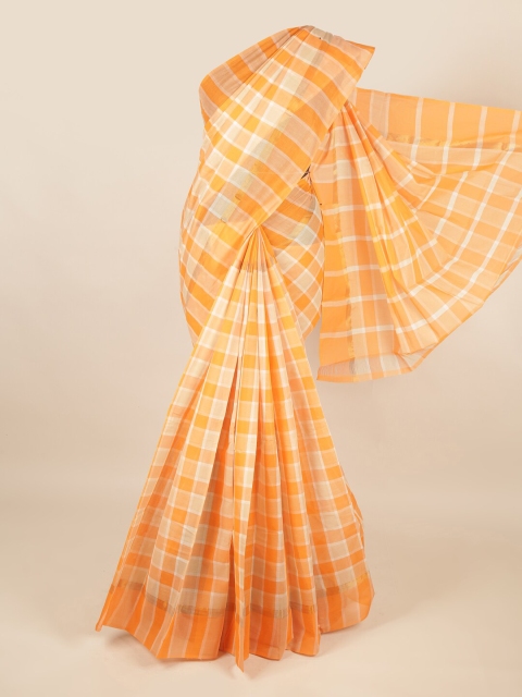 

Pothys Orange & White Striped Pure Cotton Saree