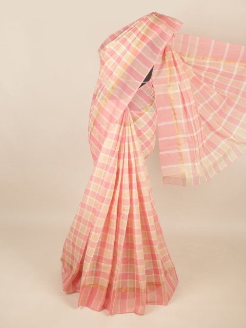 

Pothys Pink & White Striped Pure Cotton Saree