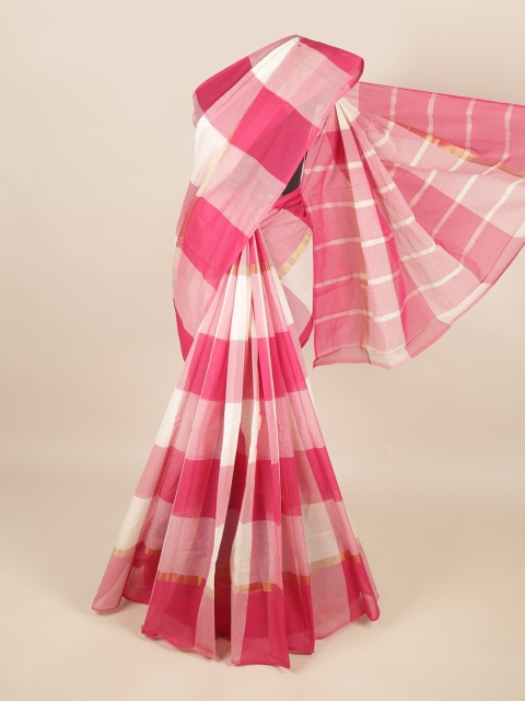 

Pothys Pink & White Checked Pure Cotton Saree