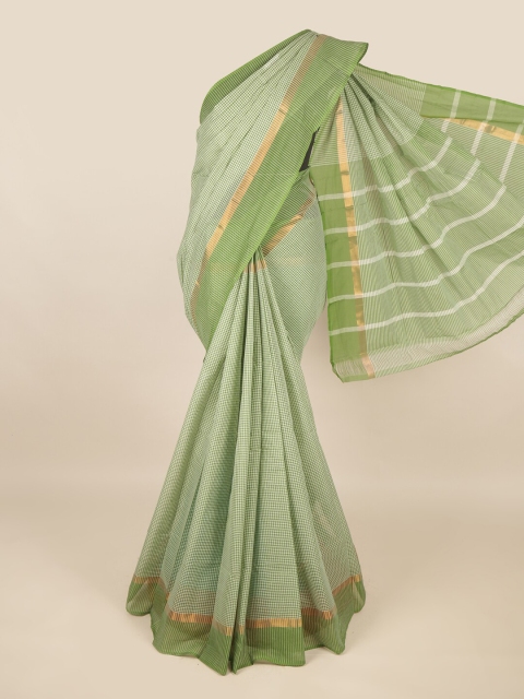 

Pothys Green & Gold-Toned Zari Pure Cotton Saree