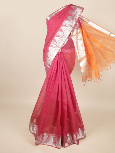 

Pothys Pink & Orange Ethnic Motifs Zari Silk Cotton Saree